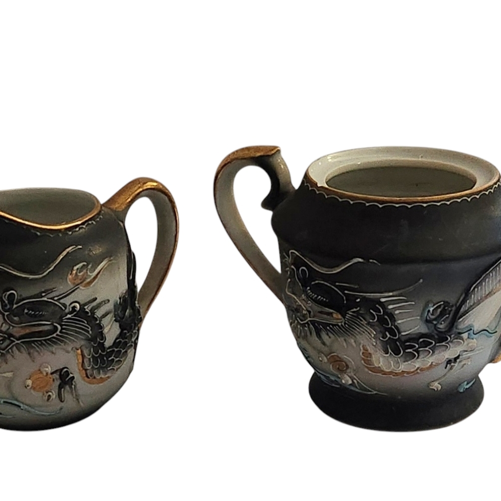 Vintage Dragon Ware Moriage Japanese  Creamer & Sugar